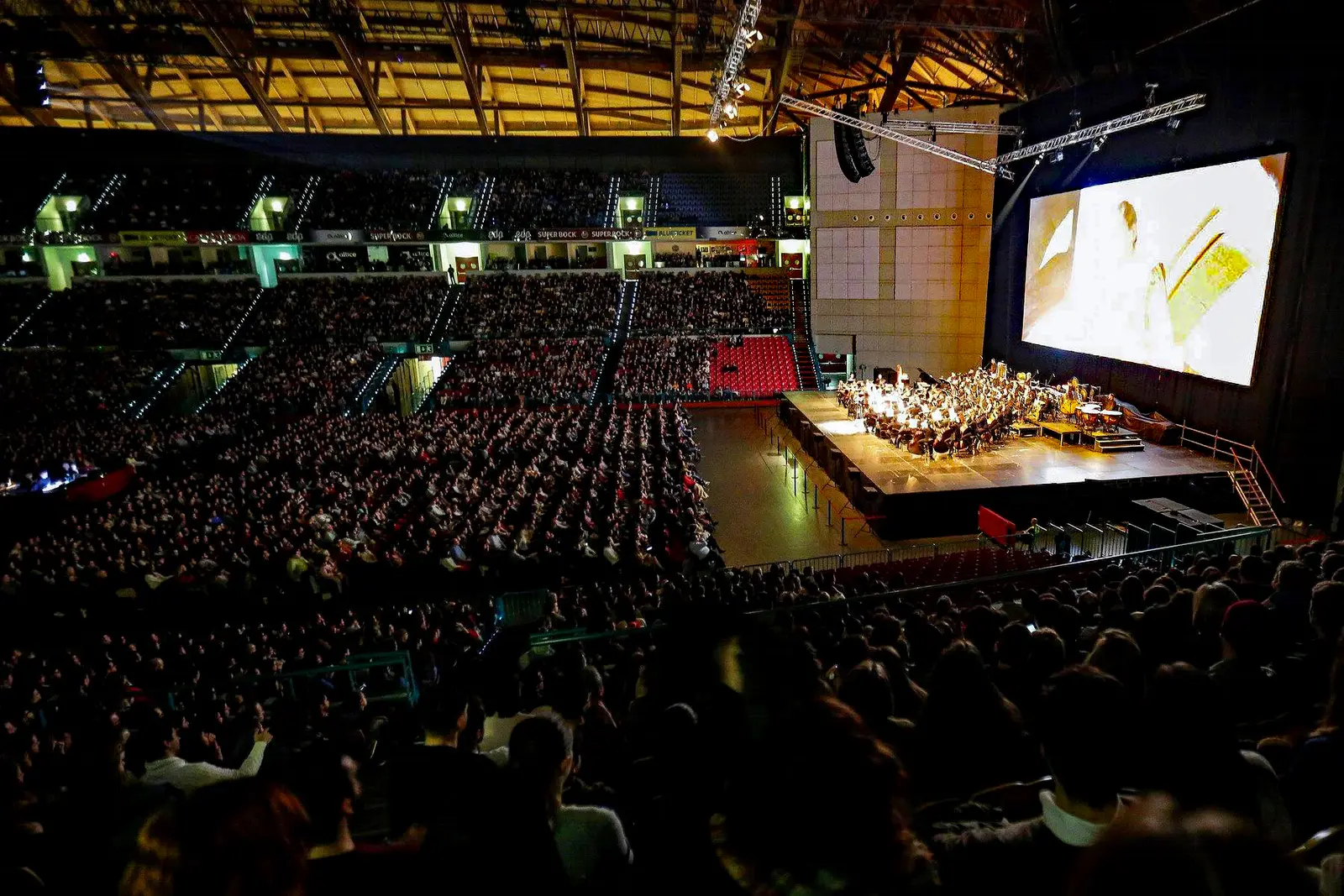 Packed audience and stage inside MEO Arena in Lisbon
